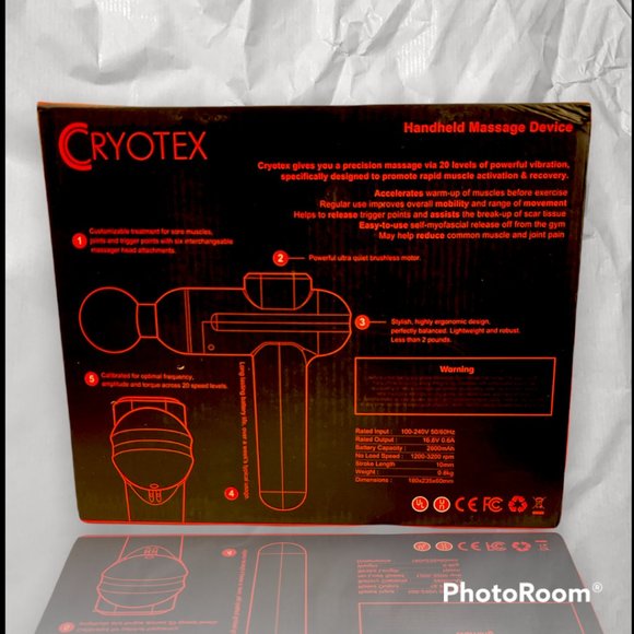 Cryotex Massage Gun – Back & Neck Deep Tissue Handheld Percussion Massager - Picture 12 of 14